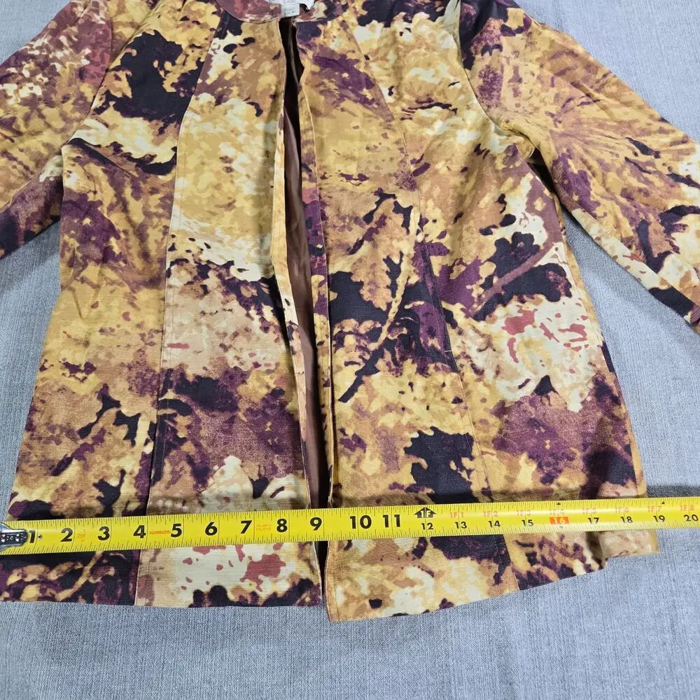 Coldwater Creek Classic Wom Sz SM 6/8 Fall Multi Floral Blazer Jacket 90s Artsy